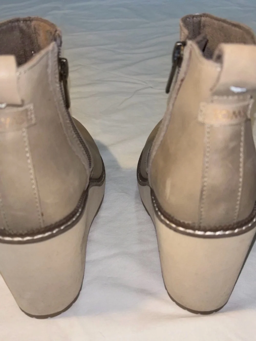 Toms Taupe Wedge Ankle Booties